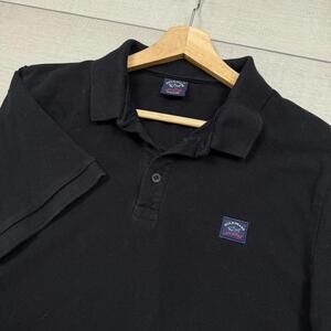 Paul & Shark Yachting Polo Shirt Black Men Sz XL Logo Patch Short Sleeve Luxury